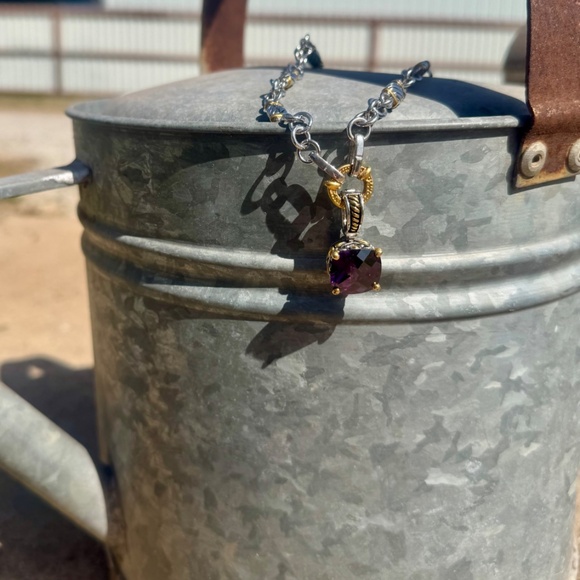 Park Lane Purple Amethyst Necklace - Hypoallergenic Two Tone 16" Necklace - Picture 11 of 16